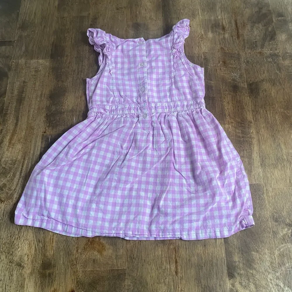 Carter's purple‎ check gingham ruffle tank girls dress SIZE 4T